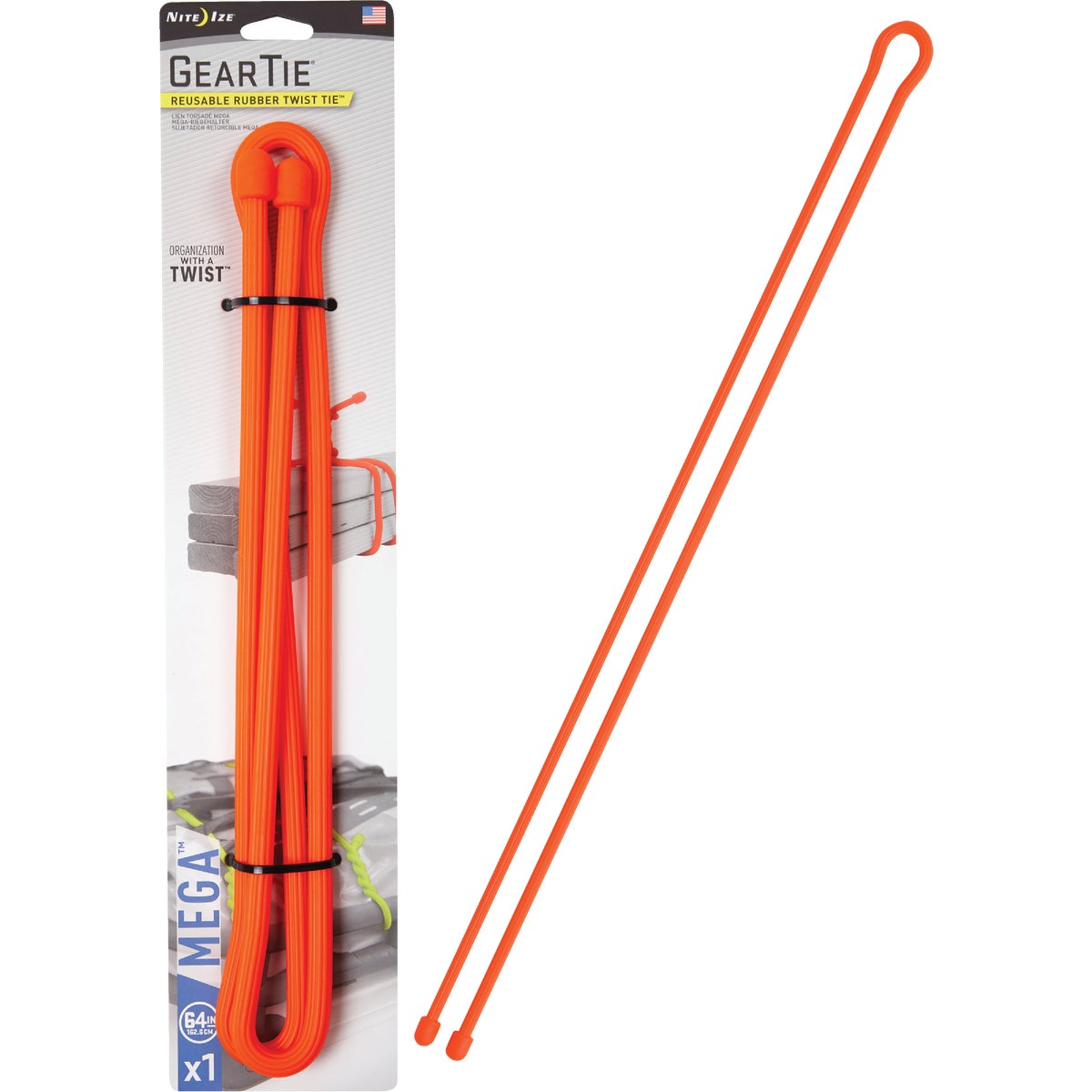 GearTie 64 In. Orange Rubber Mega Twist Tie