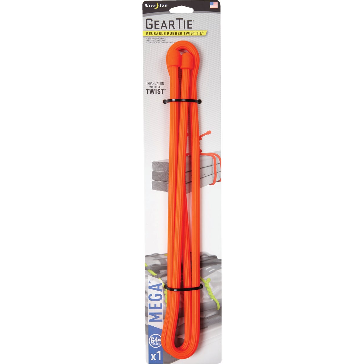 GearTie 64 In. Orange Rubber Mega Twist Tie