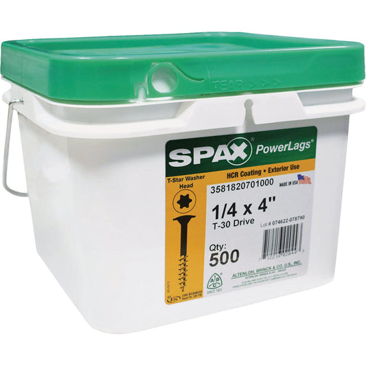 Spax PowerLags 1/4 In. x 4 In. Washer Head Exterior Structure Screw (500 Ct.)