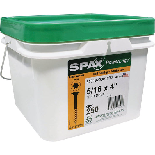 Spax PowerLags 5/16 In. x 4 In. Washer Head Exterior Structure Screw (250 Ct.)