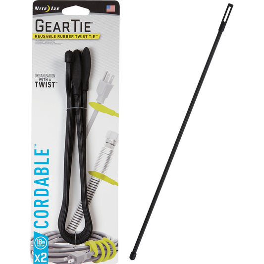 GearTie Cordable 24 In. Black Rubber Twist Tie (2-Pack)