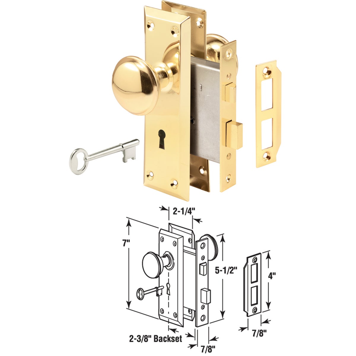 Prime Line Bit Key Mortise Lockset with Knob