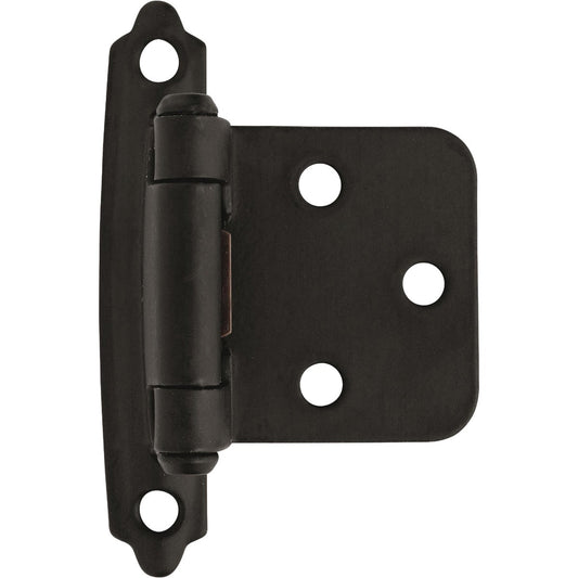 Amerock Functional Hardware Flat Black Self-Closing Face Mount Variable Overlay Hinge (2-Pack)