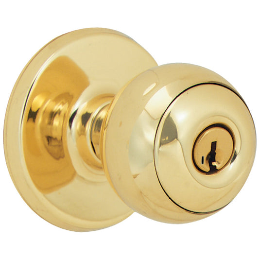 Weiser Elements Polished Brass Entry Door Knob with SmartKey