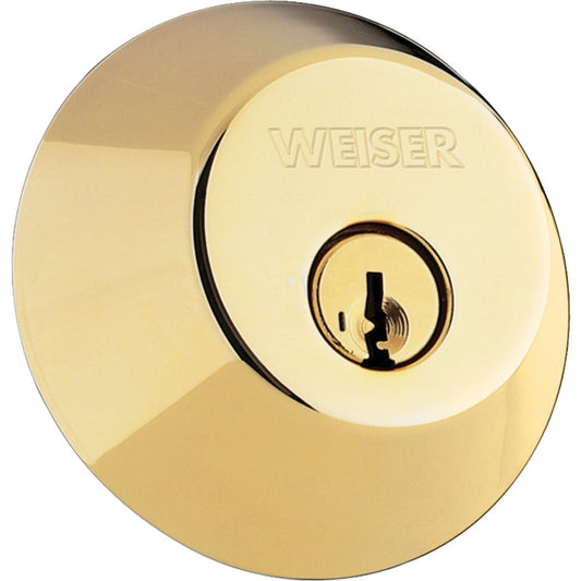 Weiser Polished Brass Single Cylinder Deadbolt with SmartKey Security