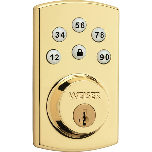 Weiser Powerbolt 2 Polished Brass Electronic Deadbolt