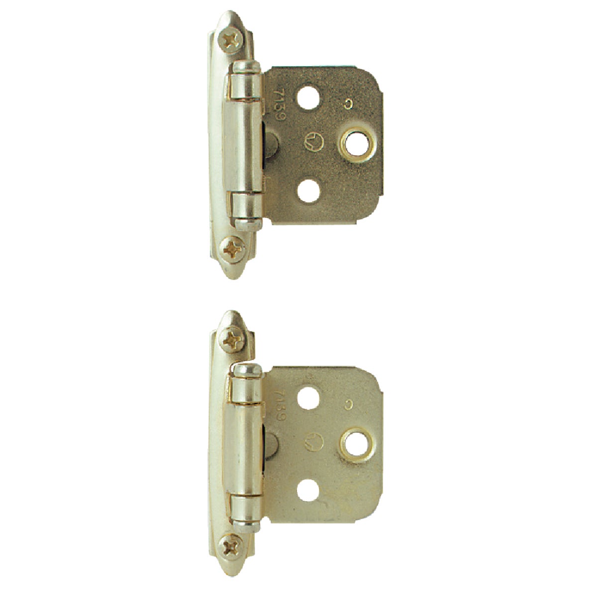 Amerock Polished Brass Self-Closing Face Mount Overlay Hinge (2-Pack)