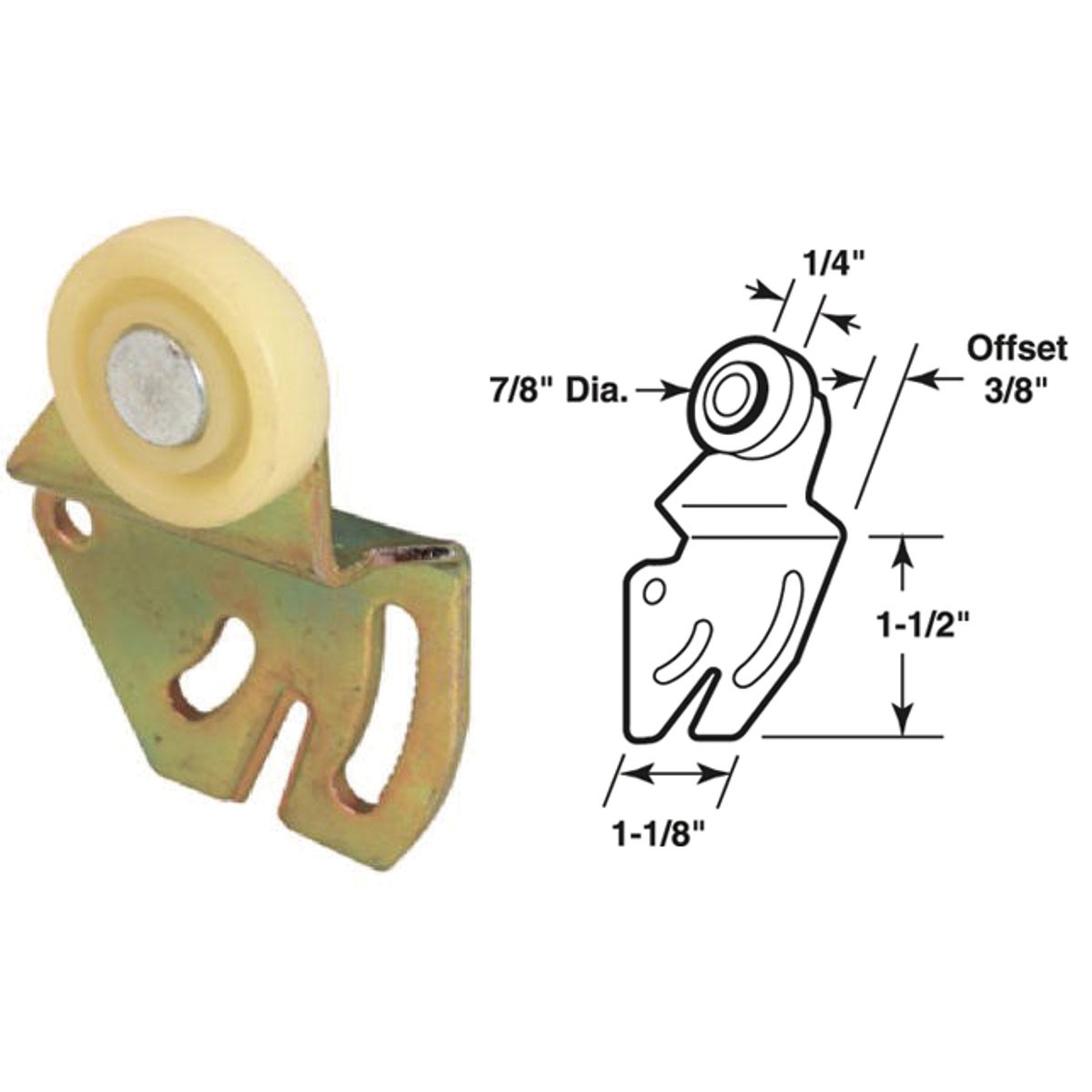 Slide-Co 3/8 In. Offset Adjustable Flat Edge Single Wheel Bypass Door Roller