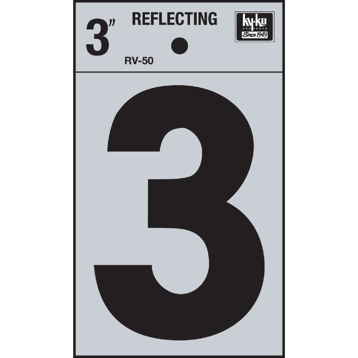 Hy-Ko Vinyl 3 In. Reflective Adhesive Number Three