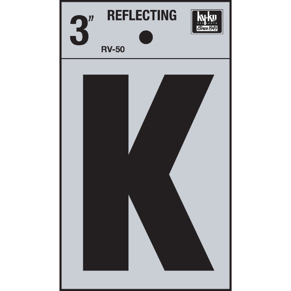 Hy-Ko Vinyl 3 In. Reflective Adhesive Letter, K