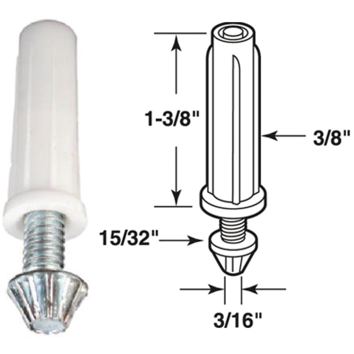 Prime-Line 3/8 In. Grooved Tip Bifold Door Bottom Pivot (2 Count)