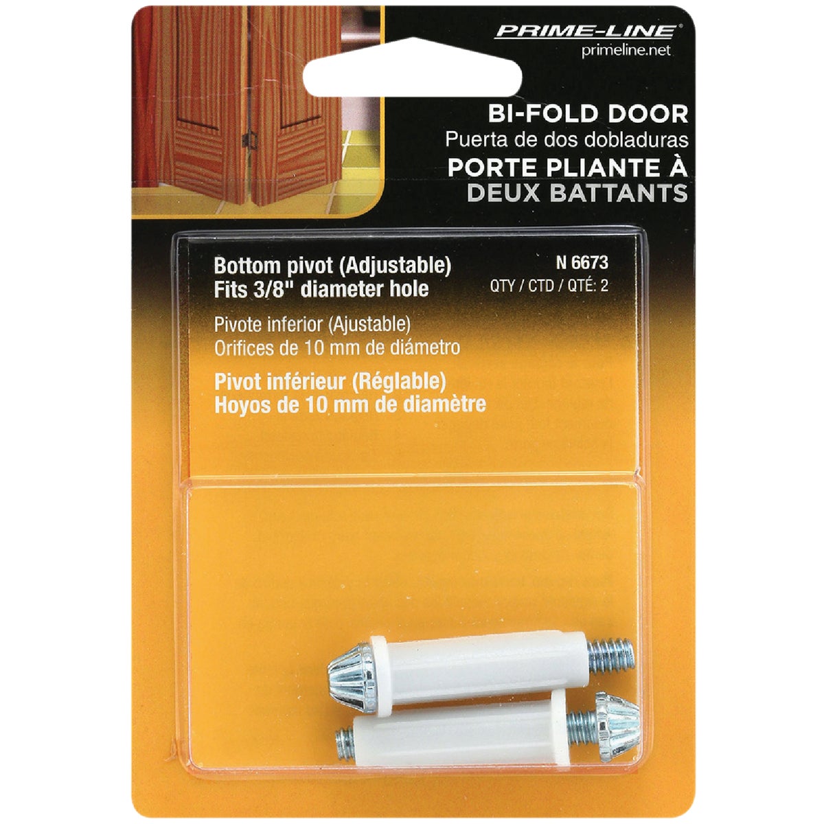 Prime-Line 3/8 In. Grooved Tip Bifold Door Bottom Pivot (2 Count)