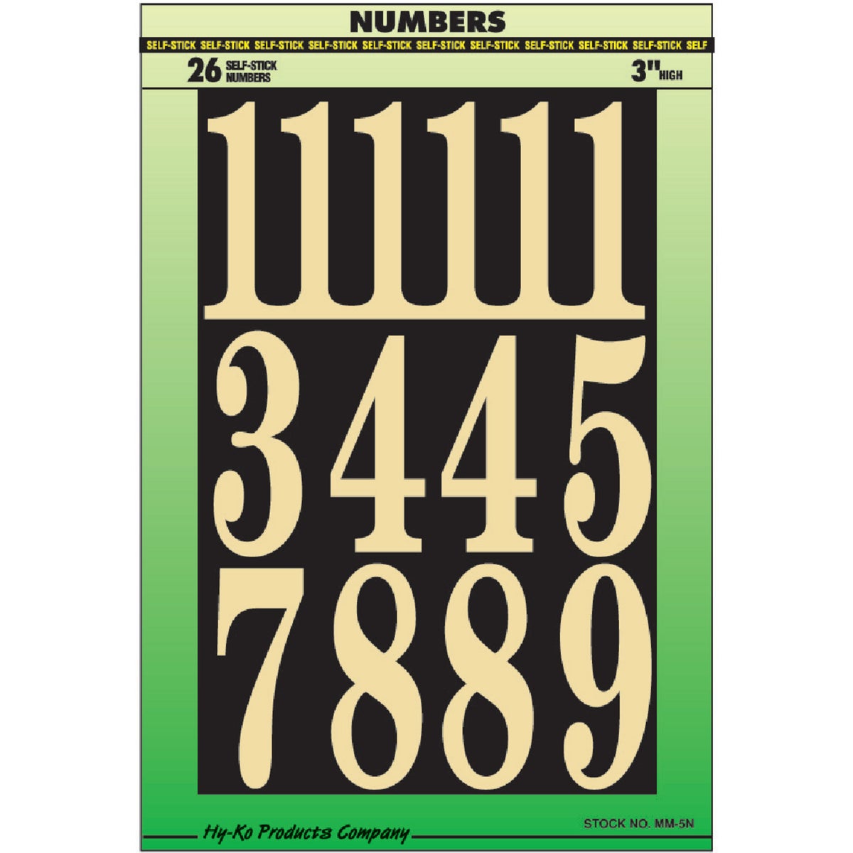 Hy-Ko 3 In. Polyester Adhesive Number Set, 26 Numbers