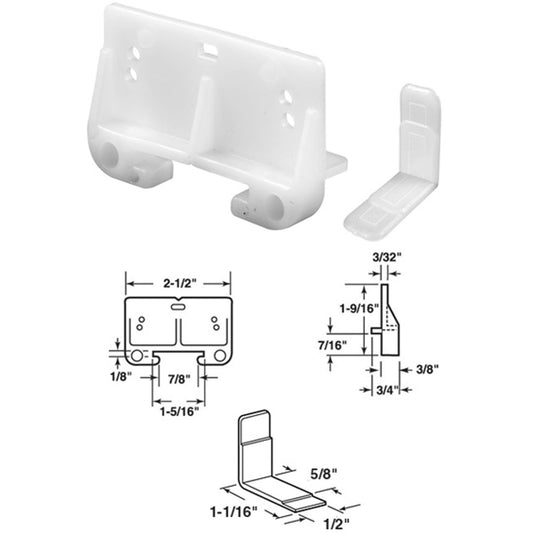 Prime-LIne Polyethylene White Track Guide for 1/8 In. x 1-5/16 In. Track (2 Count)