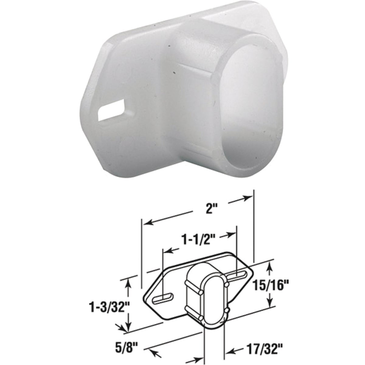 SLIDE-CO 1/2 In. x 7/8 In. Nylon White Track Socket