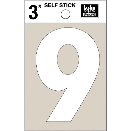 Hy-Ko Vinyl 3 In. Non-Reflective Adhesive Number Nine