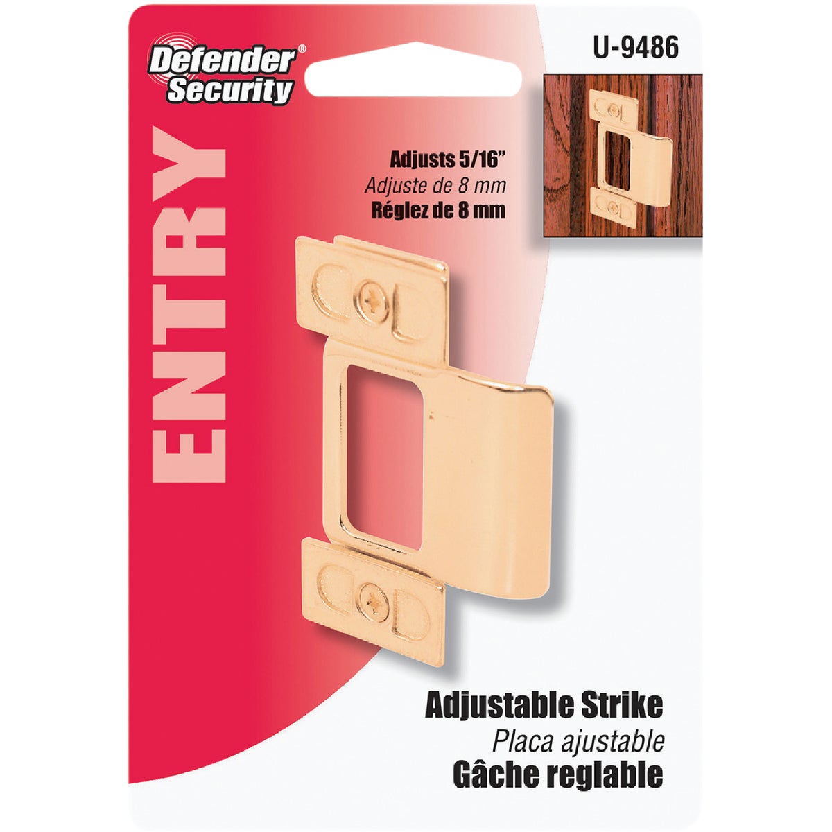 Defender Security Small Brass Adjust-A-Strike Plate