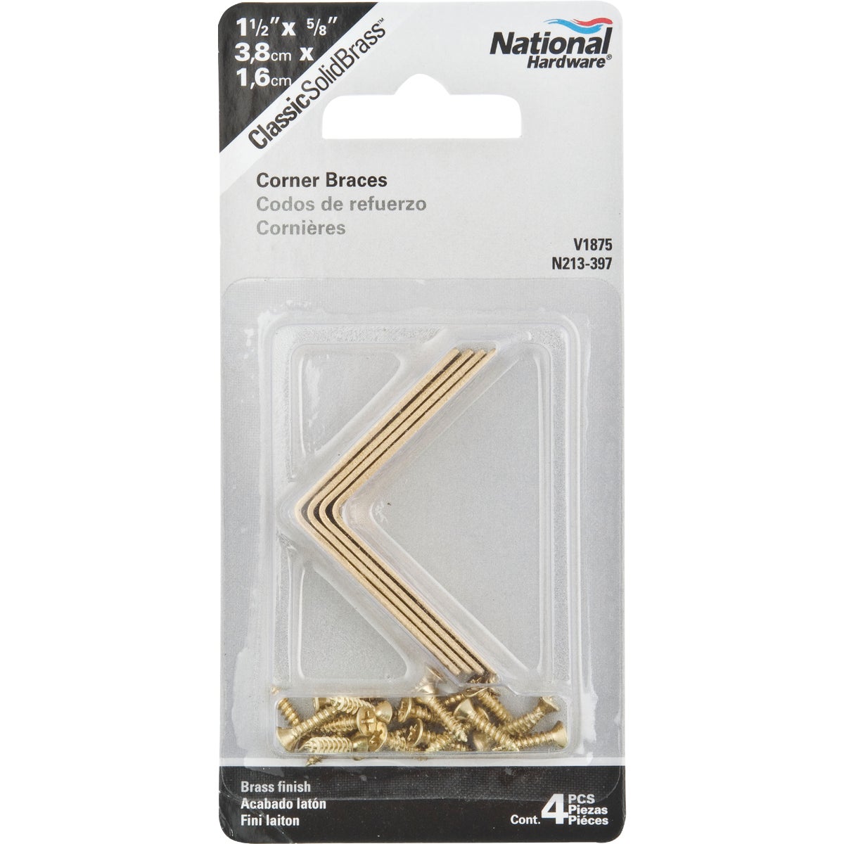 National Catalog V1875 1-1/2 In. x 5/8 In. Solid Brass Corner Brace