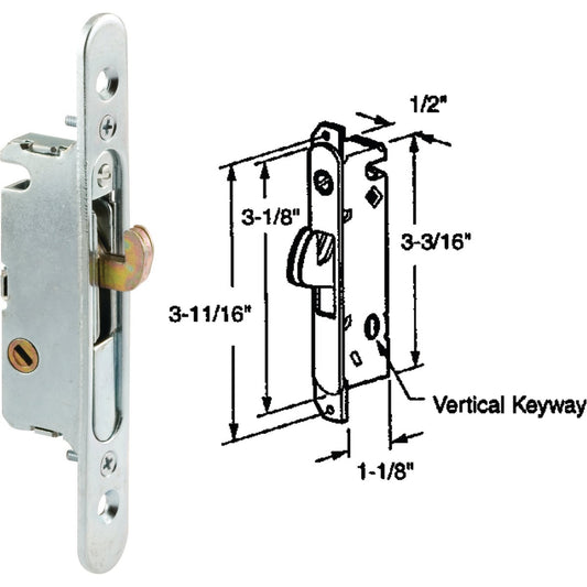 Prime-Line Steel Mortise Patio Door Lock with Mounting Bracket