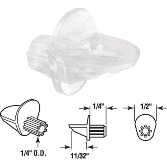 Prime-Line 1/4 In. Dia. x 11/16 In. L. Clear Butyrate Shelf Support (8 Count)