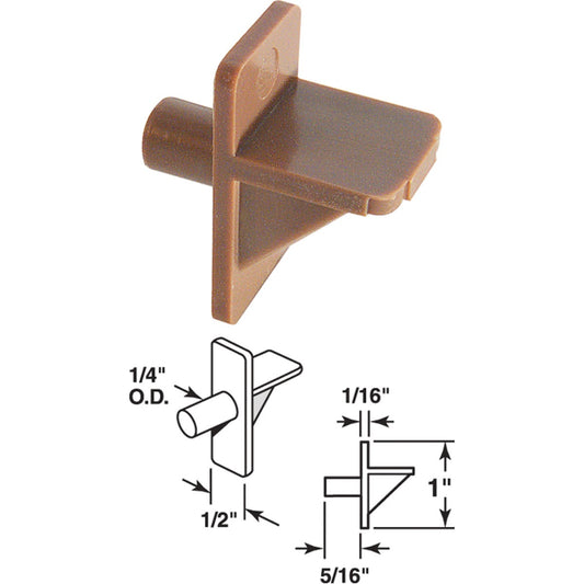 Prime-Line 1/4 In. Brown Plastic Shelf Support (8-Count)