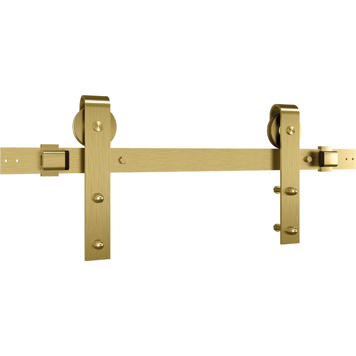 National 927 72 In. Brushed Gold Designer Interior Barn Door Kit with Soft Close