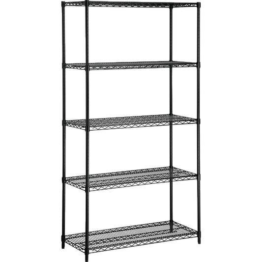 Honey Can Do 42 In. x 72 In. x 18 In. 5-Tier Black Steel Heavy-Duty Shelving