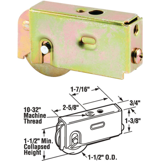 Prime-Line 1-1/2 In. Dia. x 3/4 In. W. x 2-5/8 In. L. Steel Patio Door Roller with Adjustable Housing Assembly