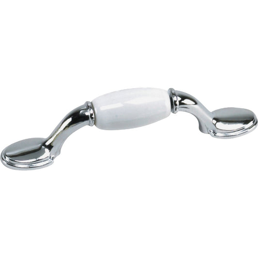 Laurey 3 In. Center-To-Center Chrome & White Ceramic Insert Cabinet Pull