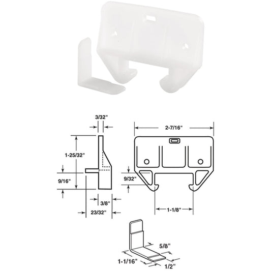 Prime-Line Polyethylene White Track Guide for 9/32 In. X 1-1/8 In. Track (2 Count)