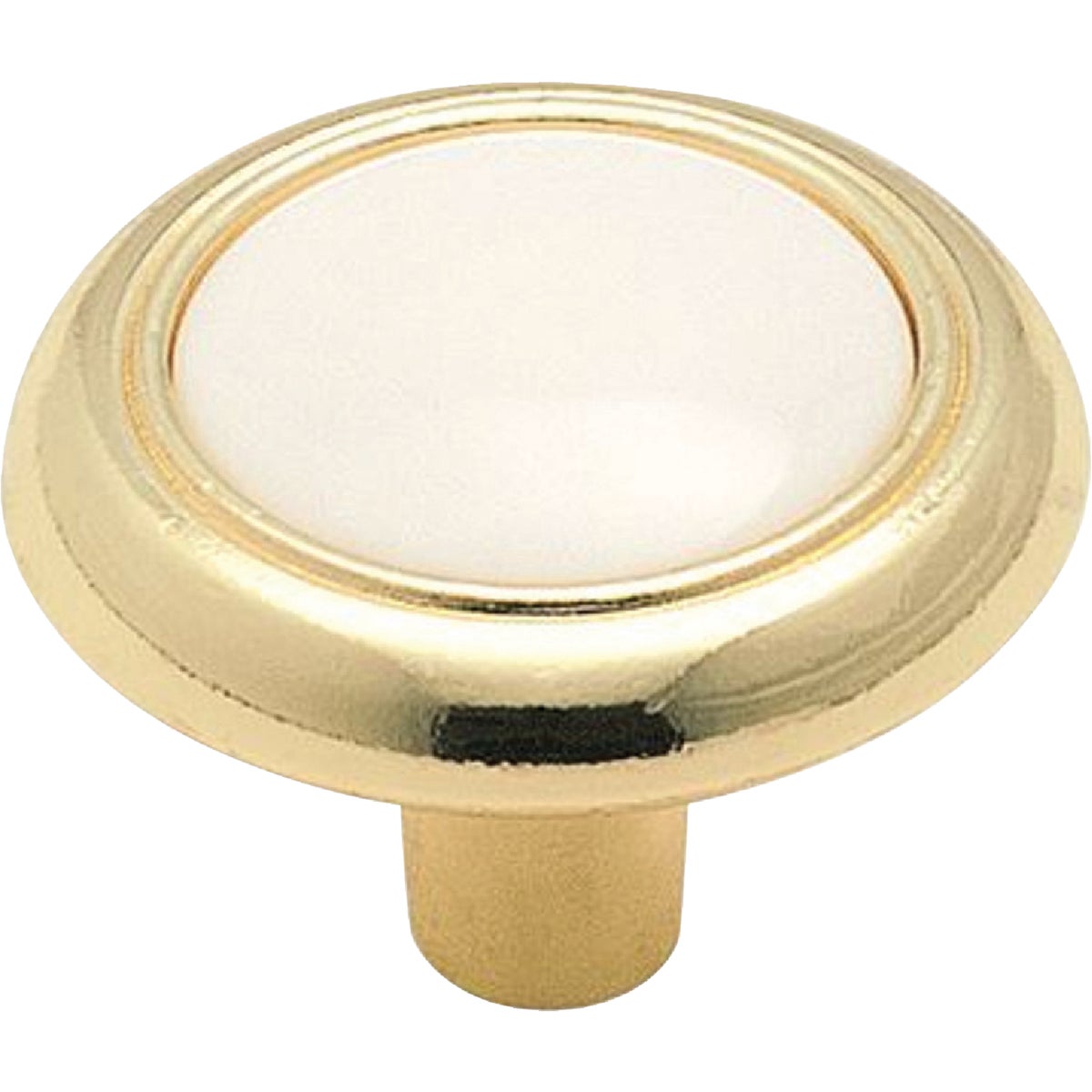 Amerock Everyday Heritage White & Polished Brass 1-1/4 In. Cabinet Knob