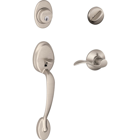 Schlage Satin Nickel Entry Door Handleset with Accent Interior Lever