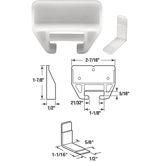 Prime-Line Nylon White Track Guide for 5/16 In. x 1-1/8 In. Track (2-Count)