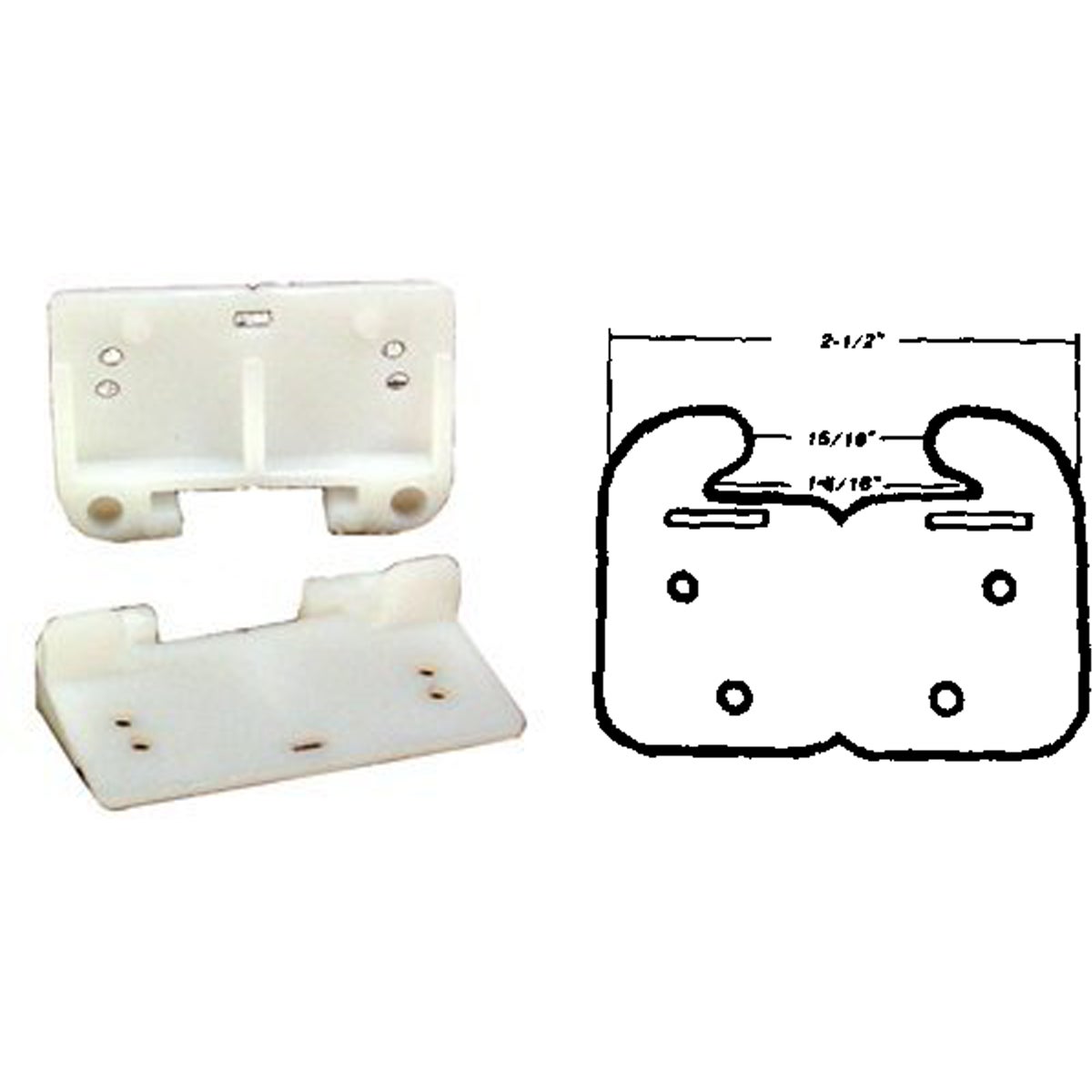 United States Hardware Rear Plastic White Track Guide for 1-5/16 In. Track (2-Pack)