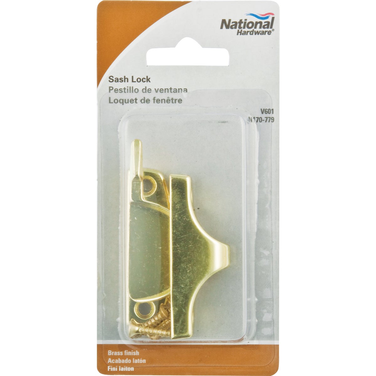 National Bright Brass Finished Die-Cast Zinc Crescent Sash Lock