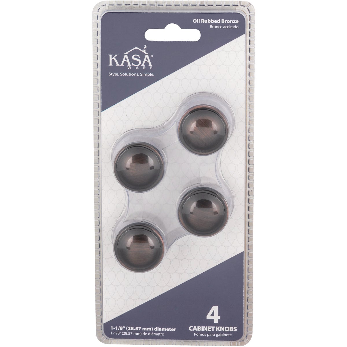 KasaWare 1-1/8 In. Diameter Brushed Oil Rubbed Bronze Cabinet Knob (4-Pack)