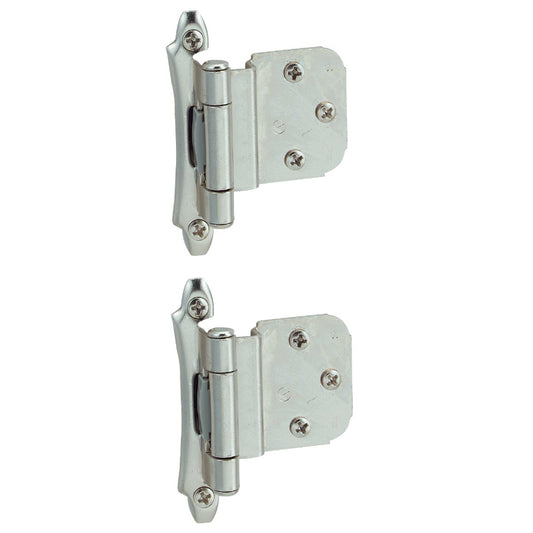 Amerock Polished Chromium 3/8 In. Self-Closing Inset Hinge, (2-Pack)