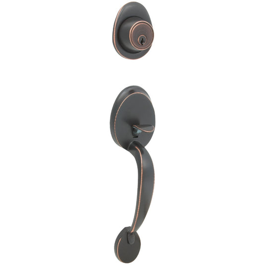 Steel Pro Oil Rubbed Bronze Entry Door Handleset with Half Round Interior Knob