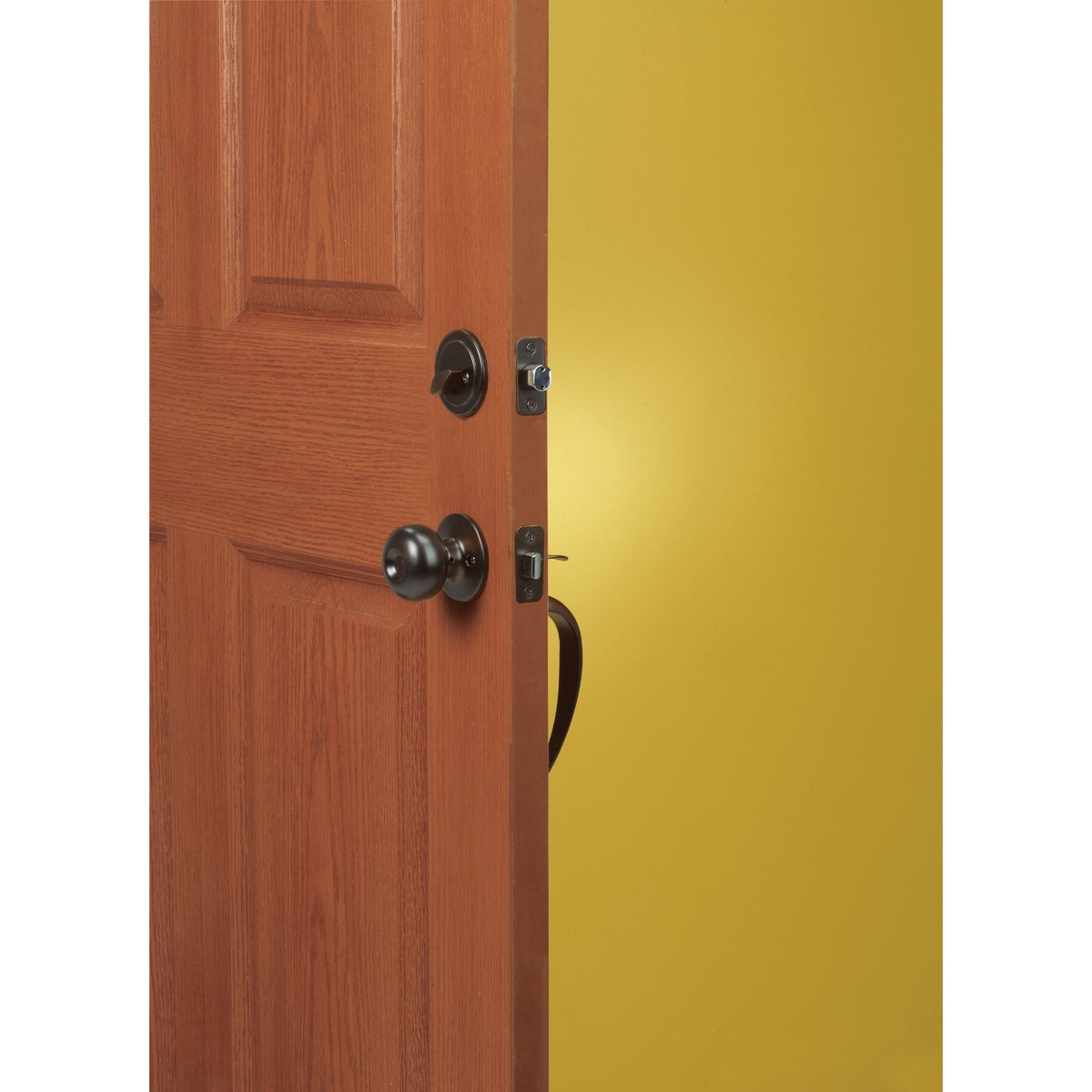 Steel Pro Oil Rubbed Bronze Entry Door Handleset with Half Round Interior Knob