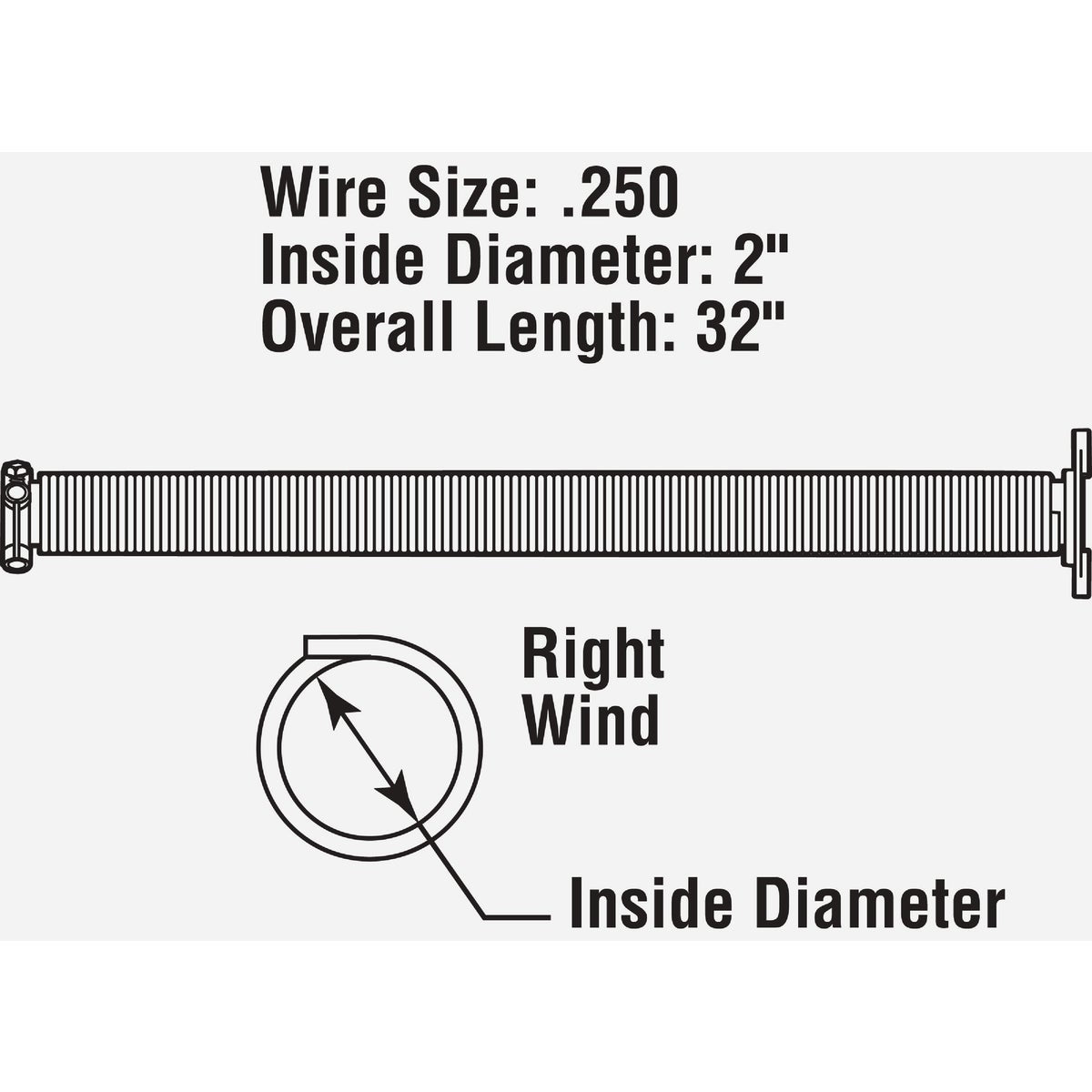 Prime-Line 2 In. x 32 In. Right Wind Garage Door Torsion Spring