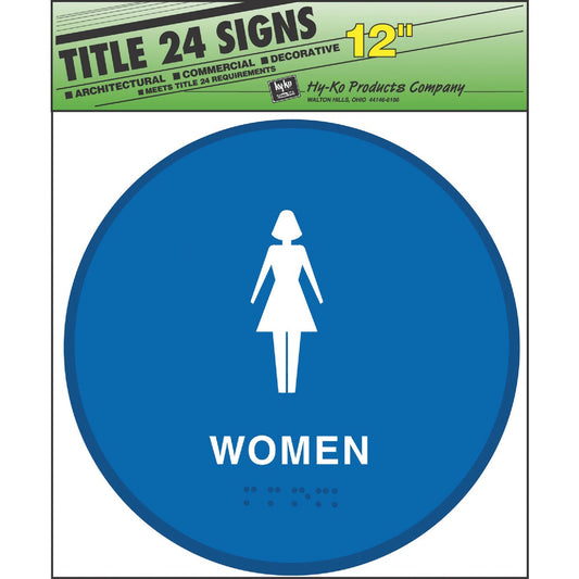 Hy-Ko Plastic Restroom Sign, Women