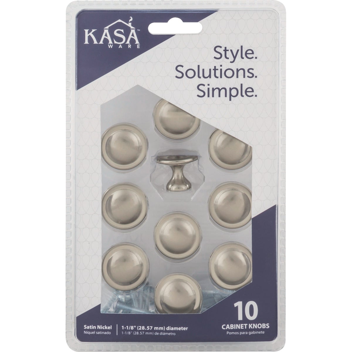 KasaWare 1-1/8 In. Diameter Satin Nickel Cabinet Knob (10-Pack)