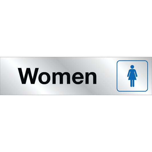 Hy-Ko Brushed Aluminum Restroom Sign, Ladies