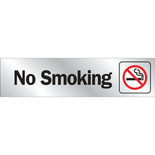 Hy-Ko Brushed Aluminum Sign, No Smoking