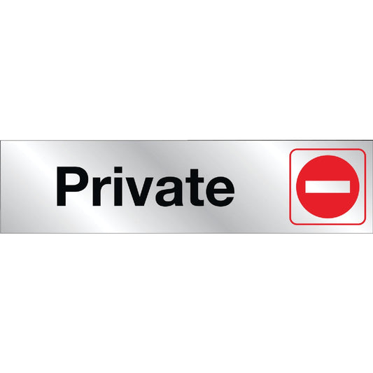 Hy-Ko Brushed Aluminum Sign, Private