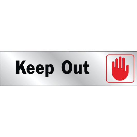 Hy-Ko Brushed Aluminum Sign, Keep Out