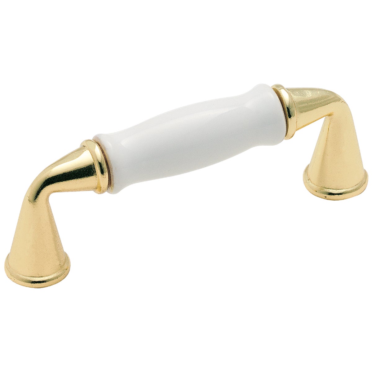 Amerock Allison White Ceramic & Polished Brass 3 In. Cabinet Pull