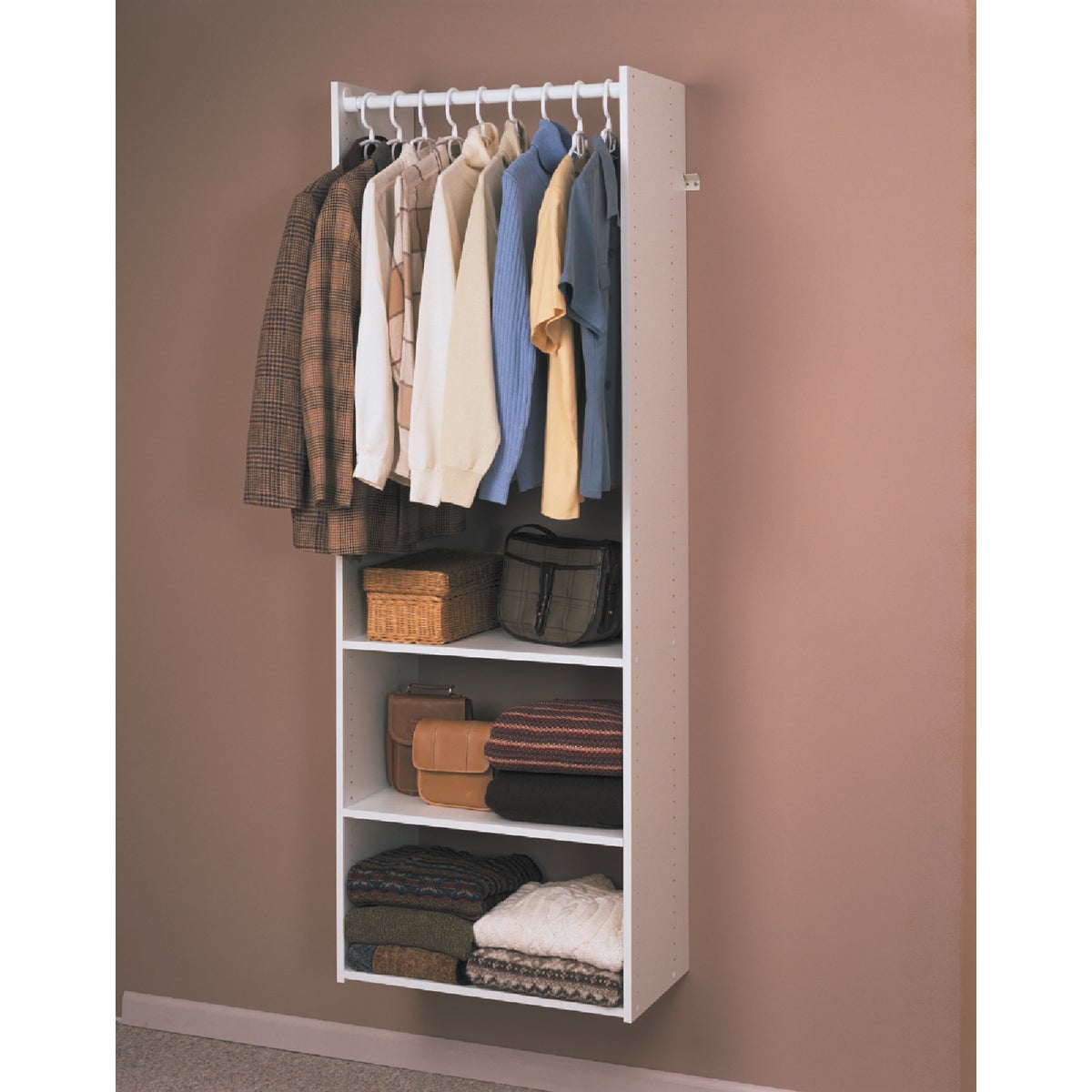 Easy Track Hanging Tower Wall-Mounted Shelving Unit, White