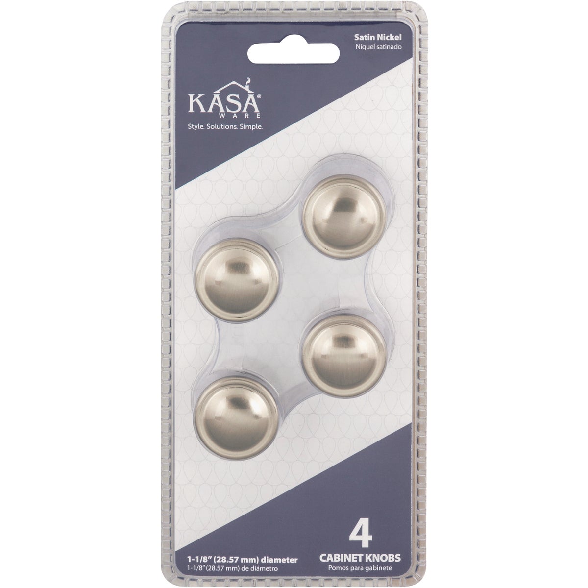 KasaWare 1-1/8 In. Diameter Satin Nickel Cabinet Knob (4-Pack)