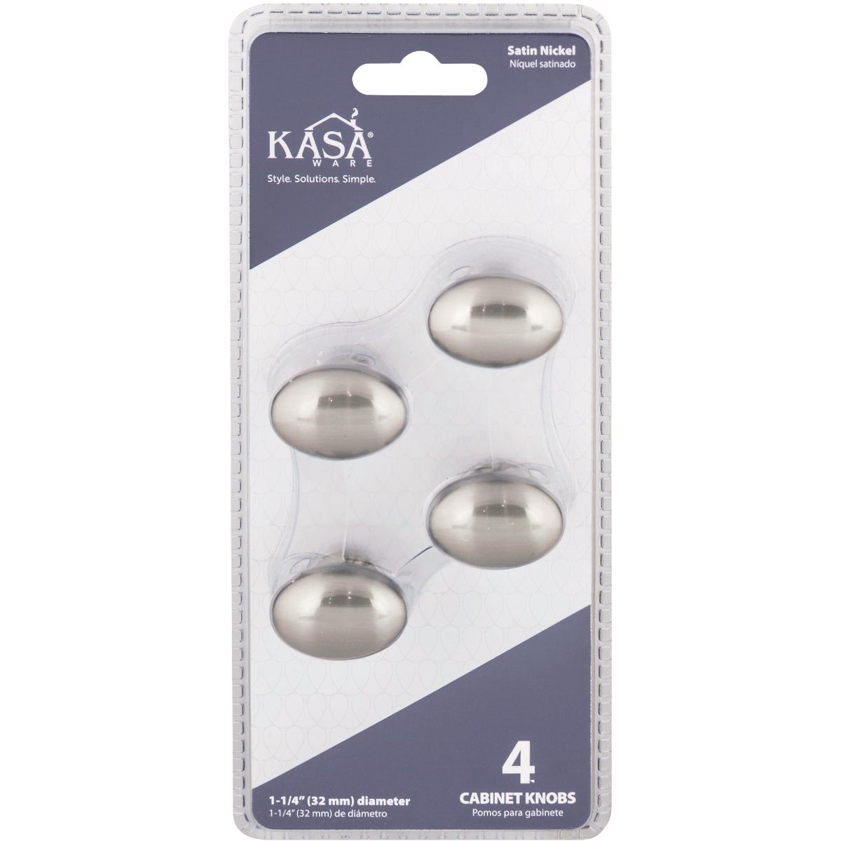 KasaWare 1-1/4 In. Dia. Satin Nickel Cabinet Knob (4-Pack)